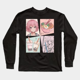 Anime Ramen Boba Sketching Long Sleeve T-Shirt